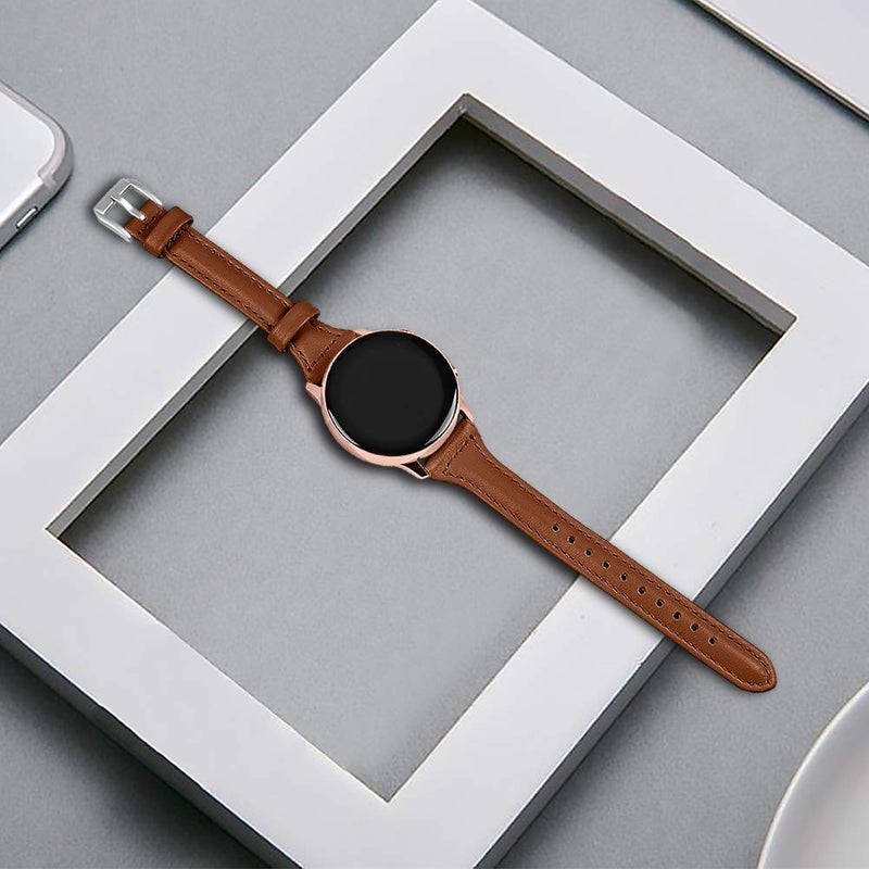 JOYOZY Slim Bands Compatible with Samsung Watch 7/6/5/4 40mm 44mm/Watch5 pro 45mm/Galaxy Watch FE 40mm/Active2 40mm 44mm/Galaxy Watch 6/4 Classic,Genuine Leather Wristband Strap 20mm Quick Release Band - Image 5